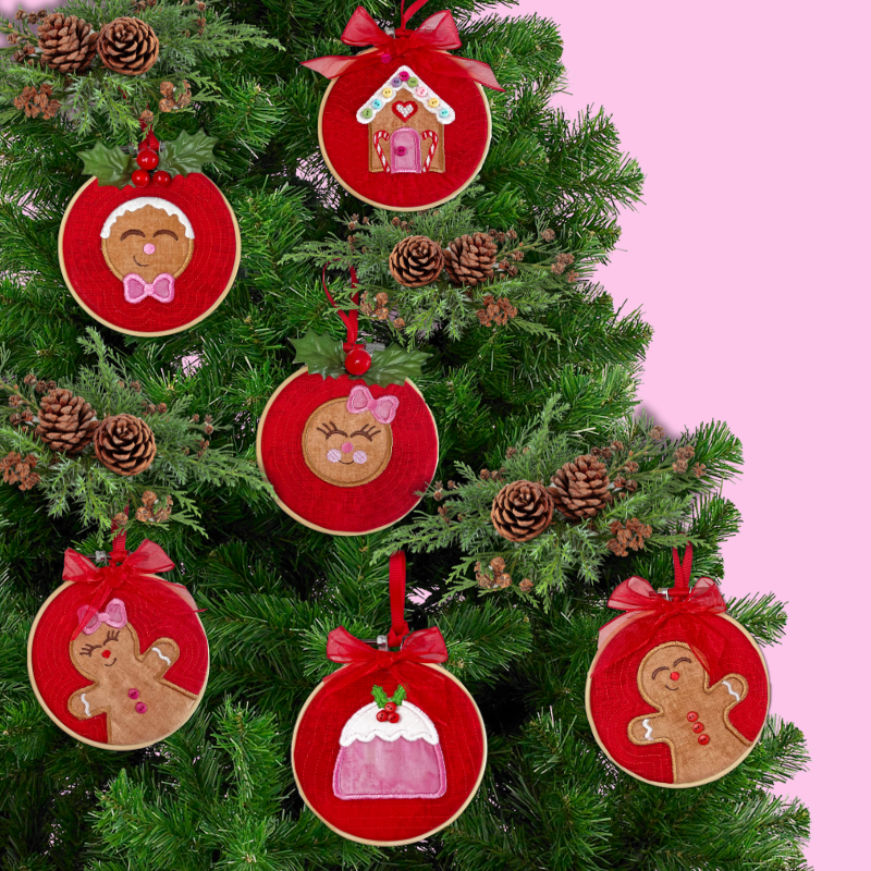Gingerbread Ornament In the Hoop Embroidery Design Set