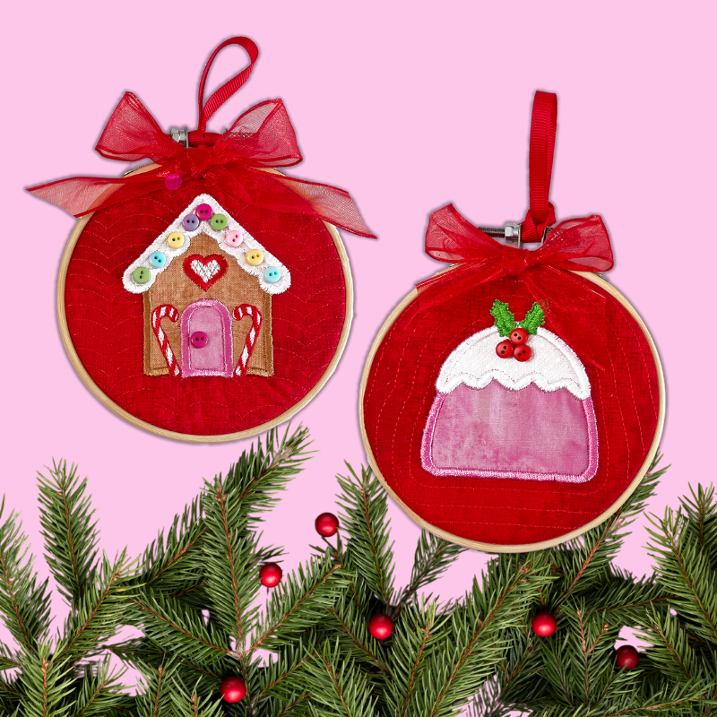Gingerbread Ornament In the Hoop Embroidery Design Set