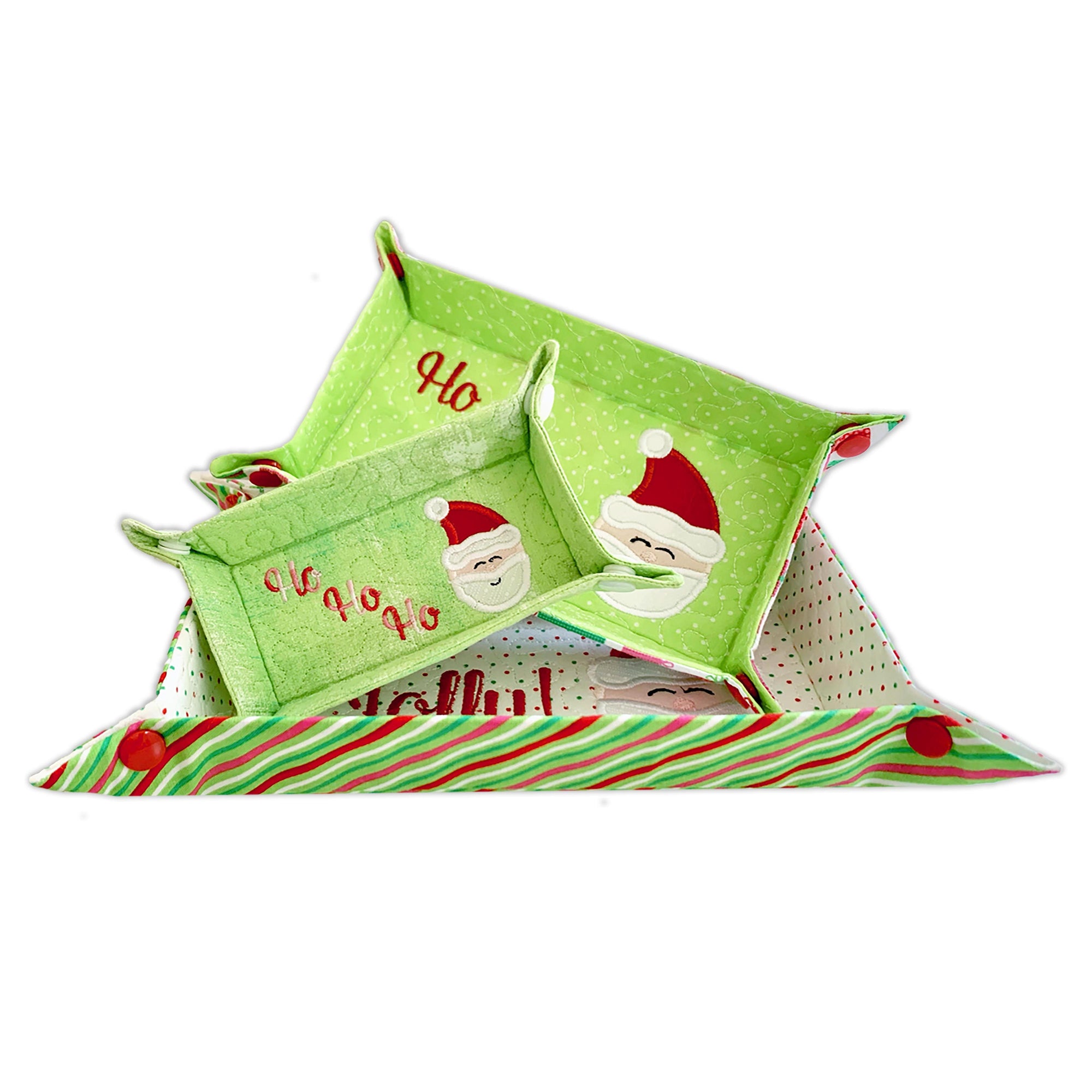 Santa Trinket Trays In the Hoop Machine Embroidery Design