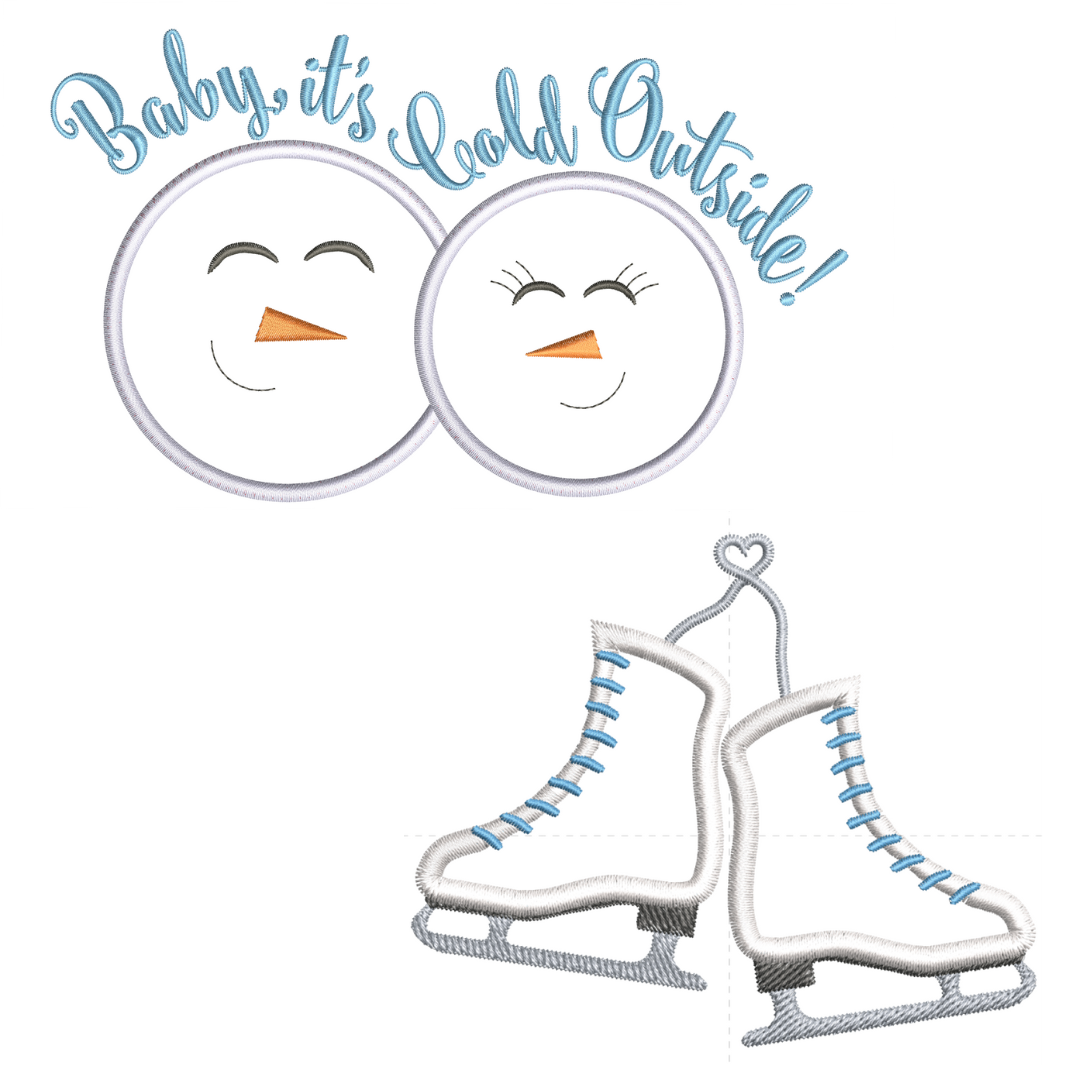 Snowman and Ice Skates VIP Applique Set 12/22