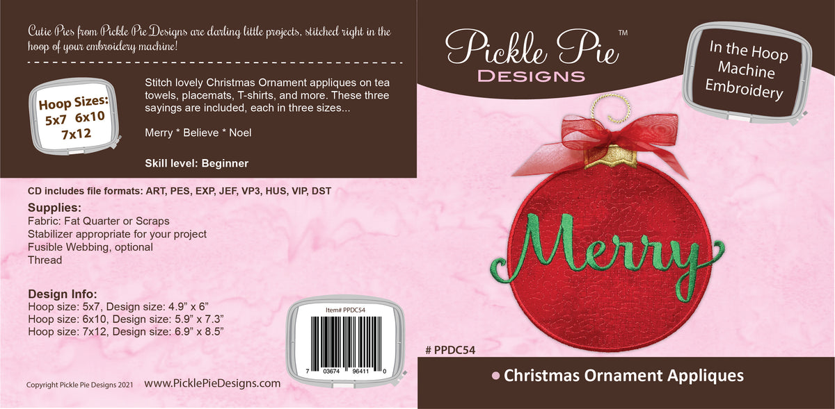 Dealer Only - Christmas Ornament Applique Design