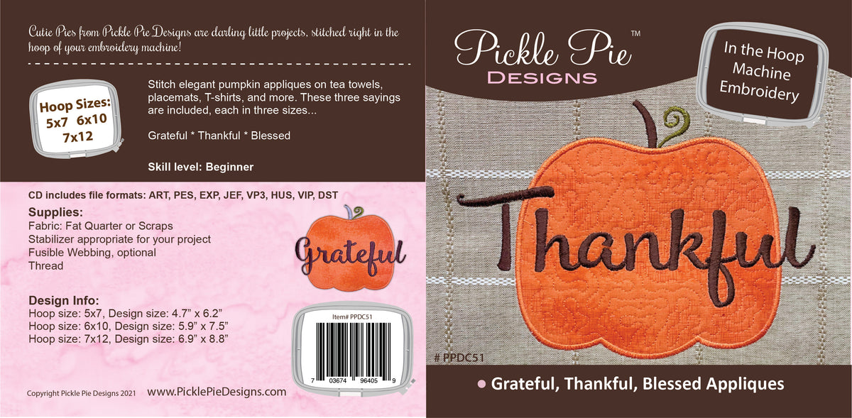 Dealer Only - Grateful Thankful Blessed Applique Design