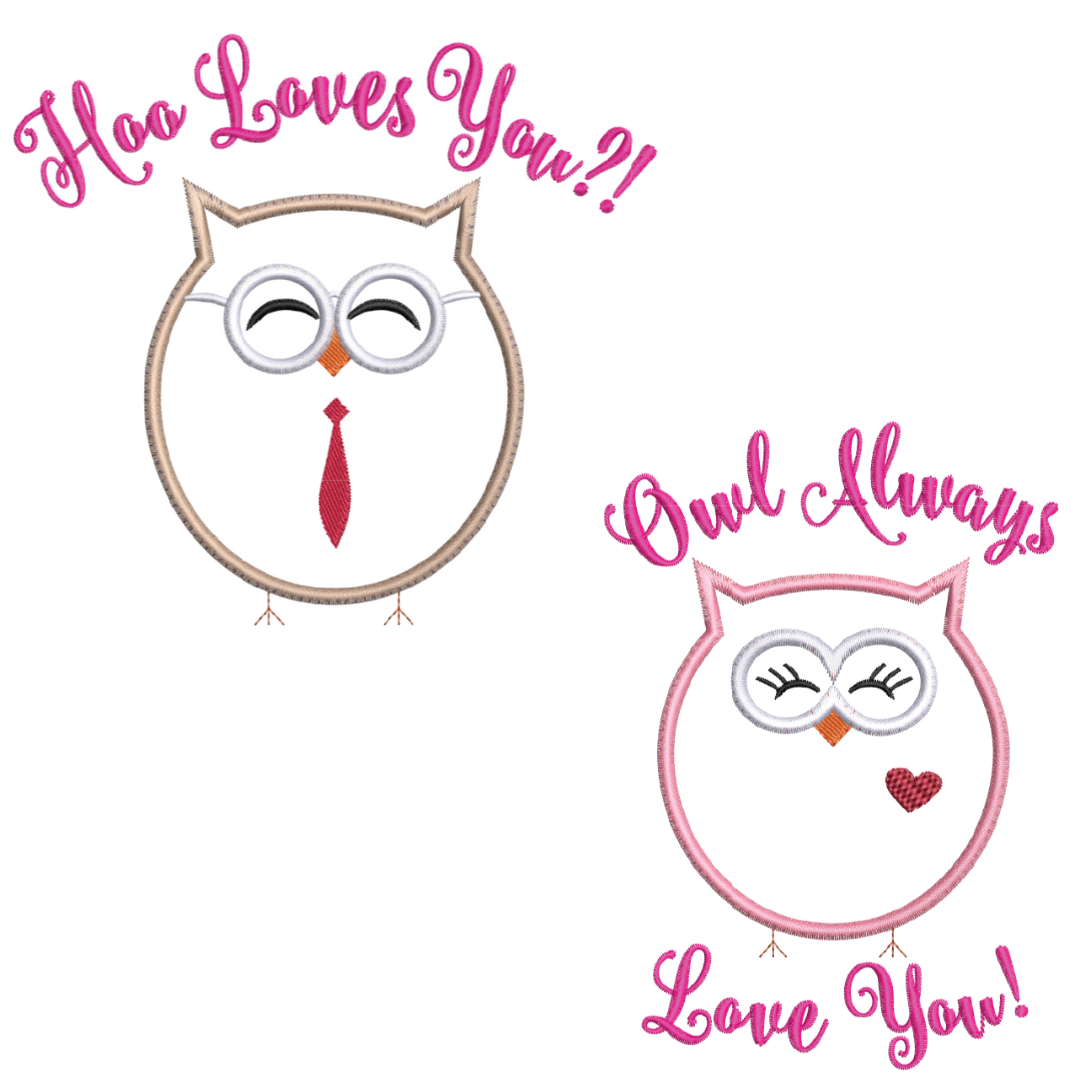 Hoo Loves You Owls VIP Applique Set 1/22