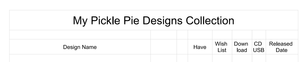 My Pickle Pie Designs Collection List