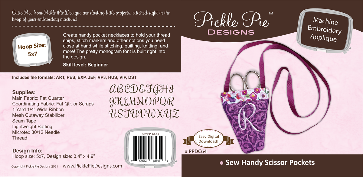 Dealer Only - Sew Handy Scissor Pockets Design
