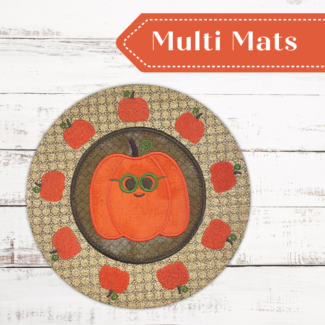 Pumpkin Potholder Covers In The Hoop Machine Embroidery - PicklePie Designs