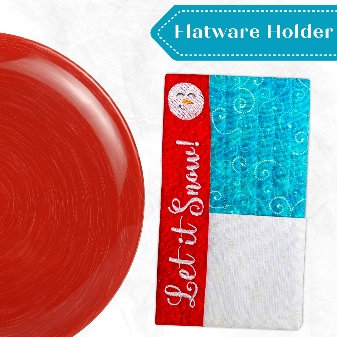 Snowman Flatware Holder In the Hoop Embroidery Design