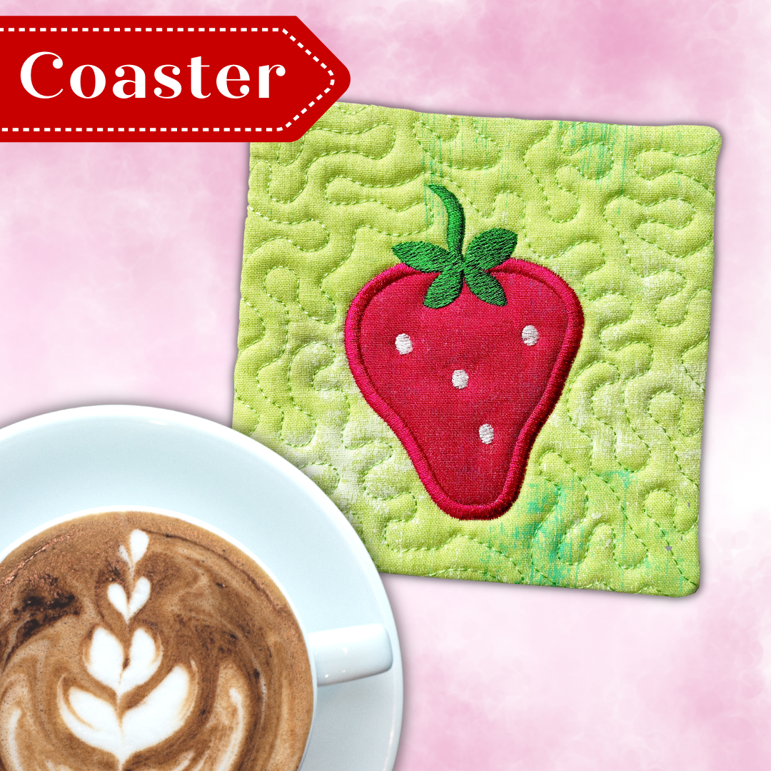 Strawberry Coasters In the Hoop Machine Embroidery Design