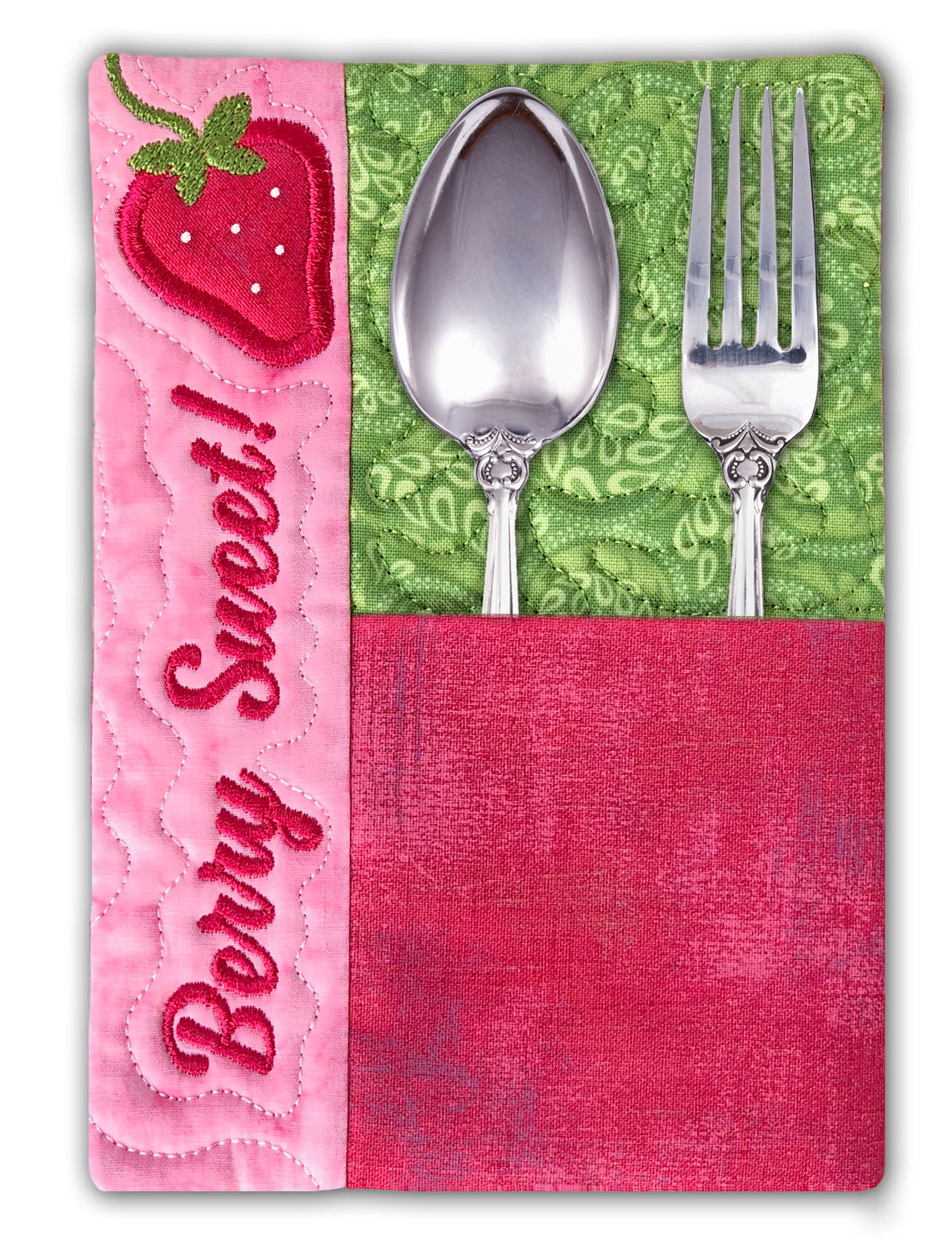 Strawberry Flatware Holder In the Hoop Embroidery Design