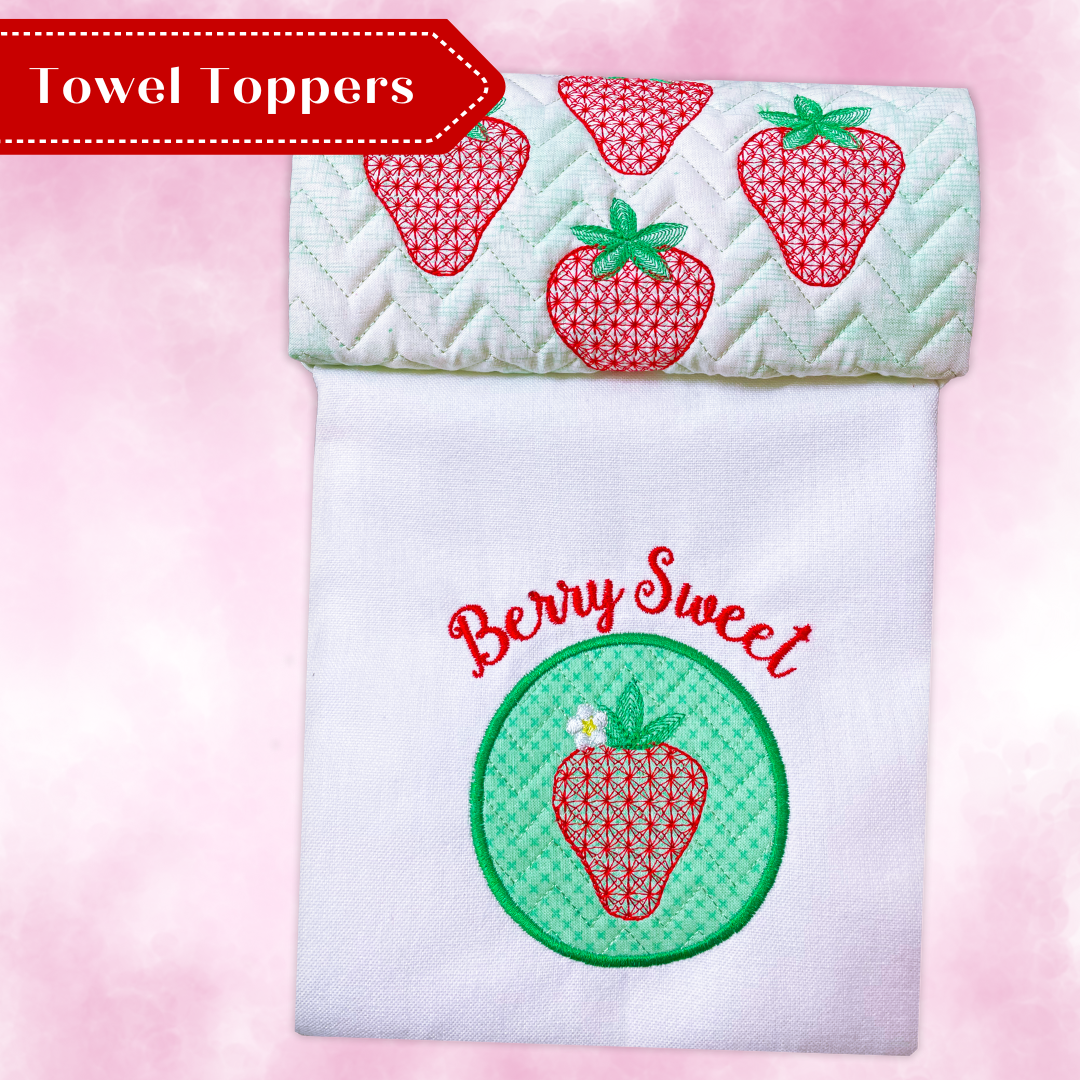 Strawberry Towel Toppers In-the-hoop Machine Embroidery Design