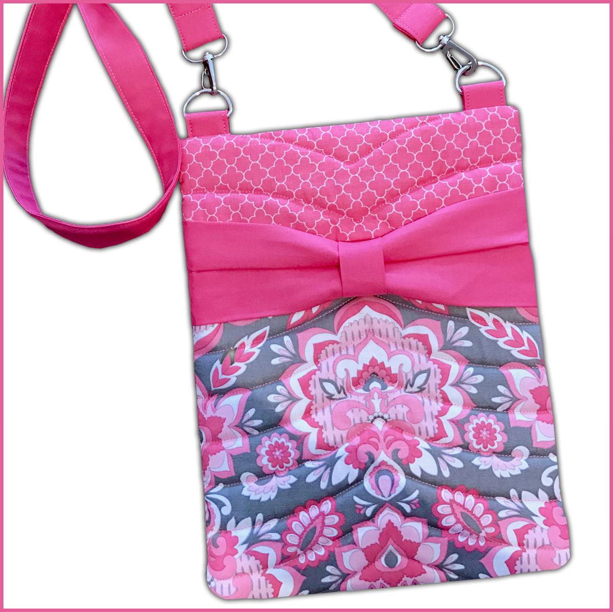 Bella Bow Crossbody Bags In the Hoop Machine Embroidery Design by Pickle Pie Designs