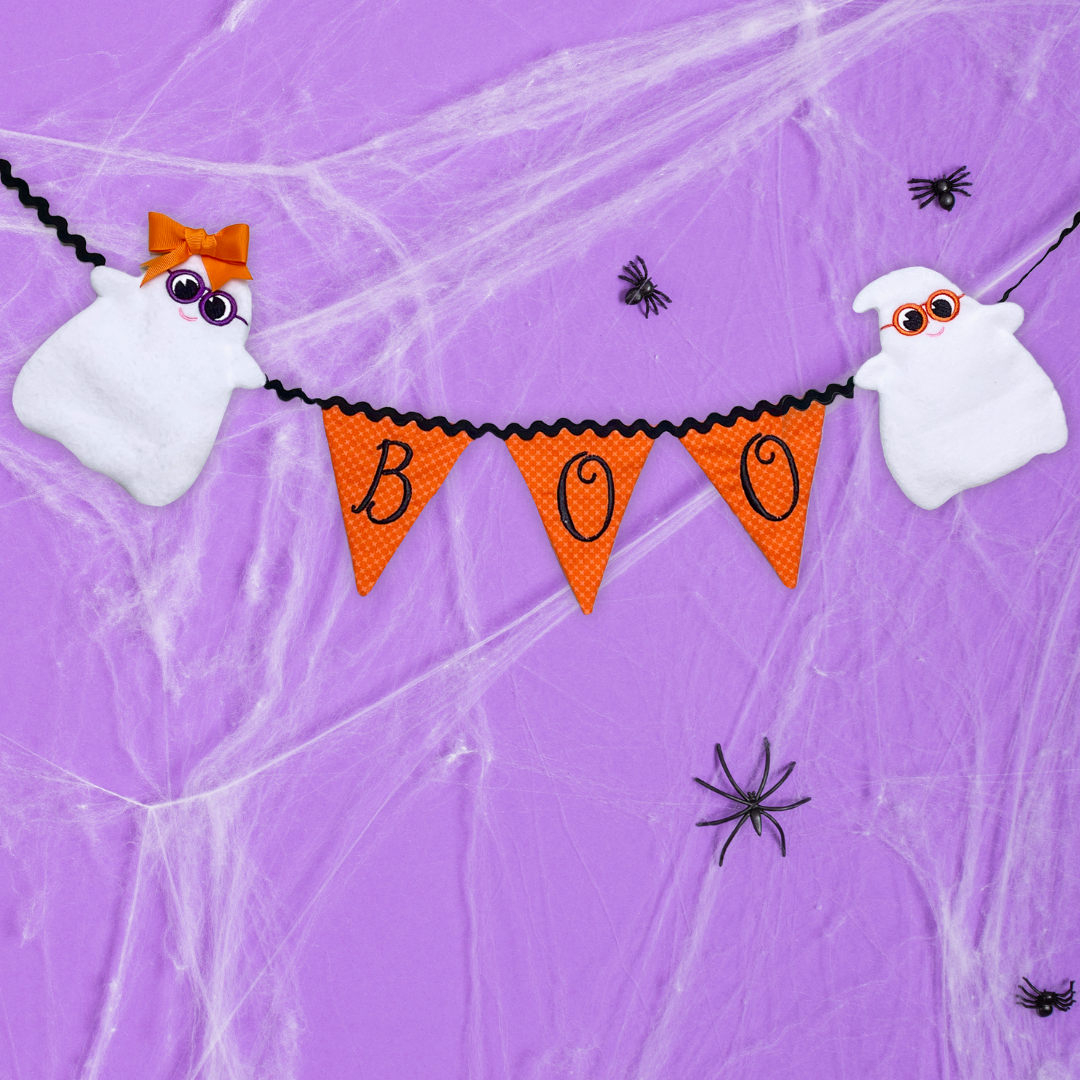 Boo Banner In the Hoop Embroidery Design Set
