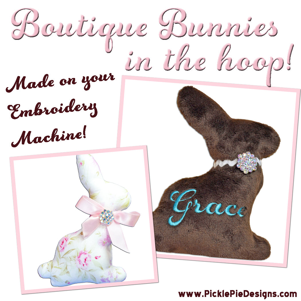 Boutique Bunnies In the Hoop Machine Embroidery Design Softie