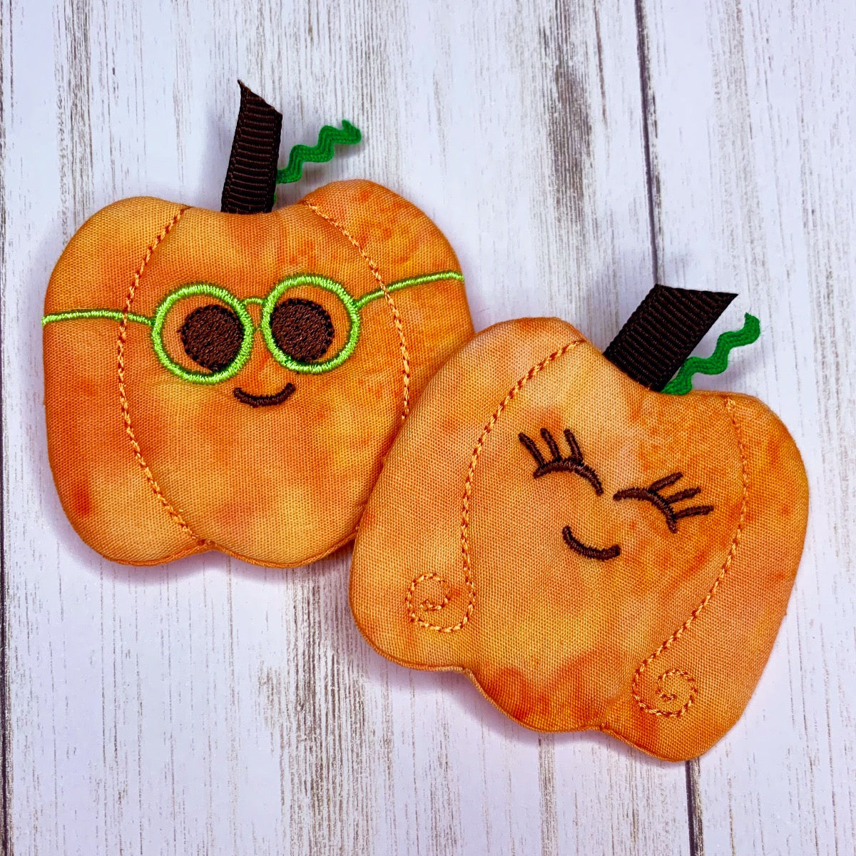 Pumpkin Potholder Covers In The Hoop Machine Embroidery - PicklePie Designs