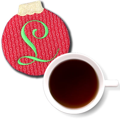 Monogrammed Christmas Ornament Coasters