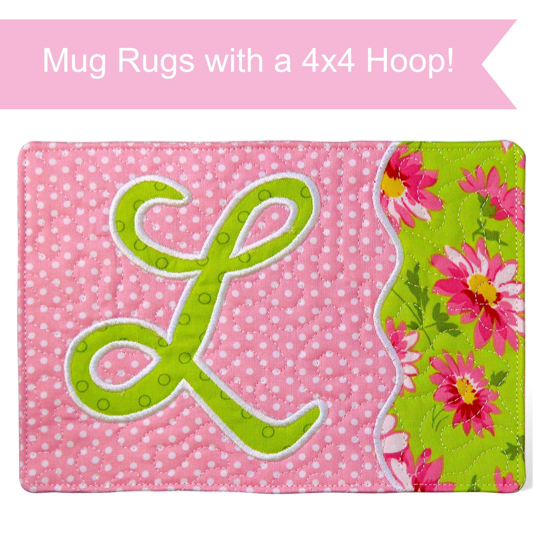 Monogrammed mug rugs sewing and embroidery pattern