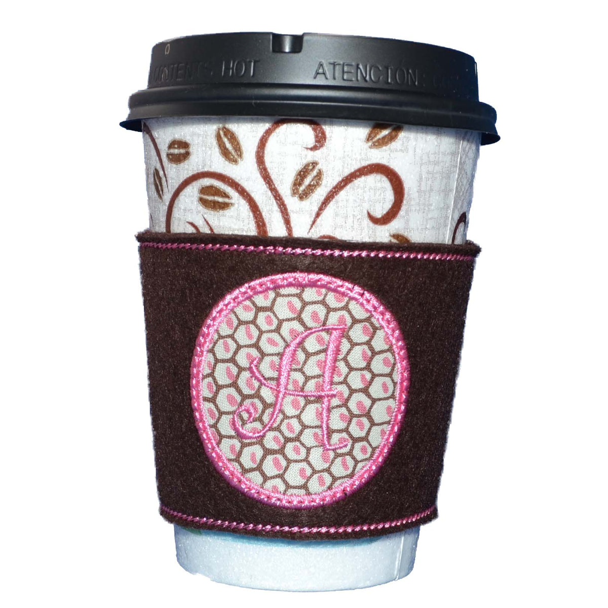 Boutique Circle Monogrammed Coffee Cozy