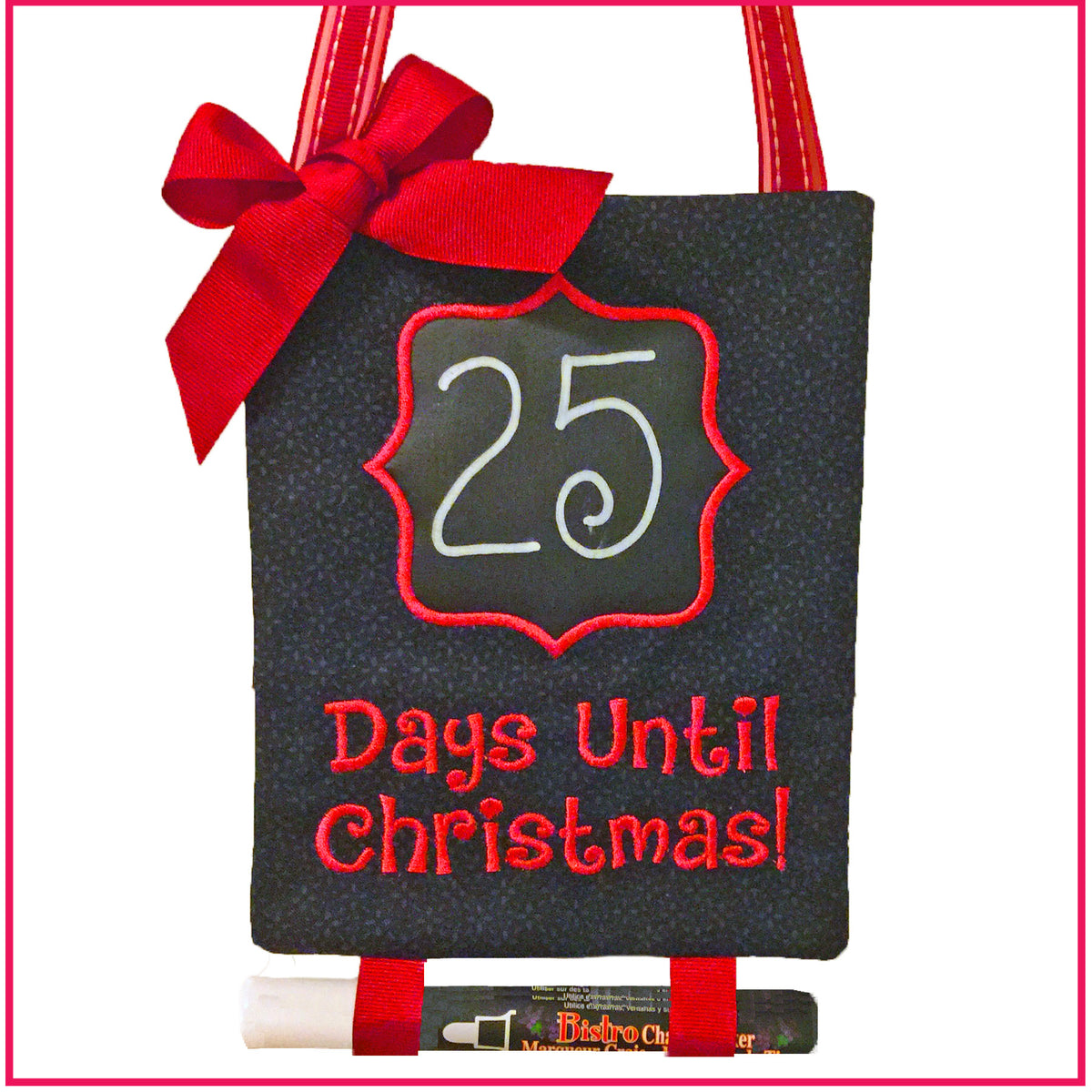 Countdown to Christmas advent calendar in the hoop embroidery design