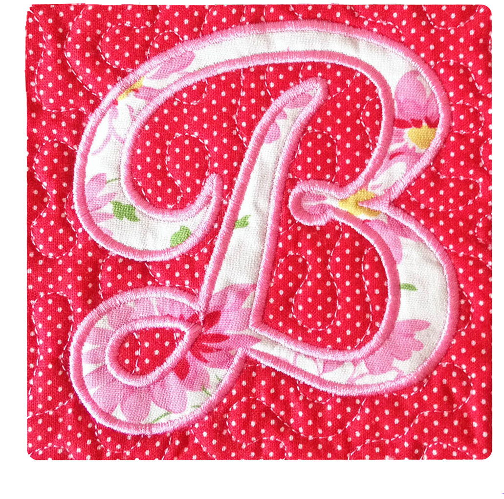 monogrammed applique coaster in the hoop embroidery design