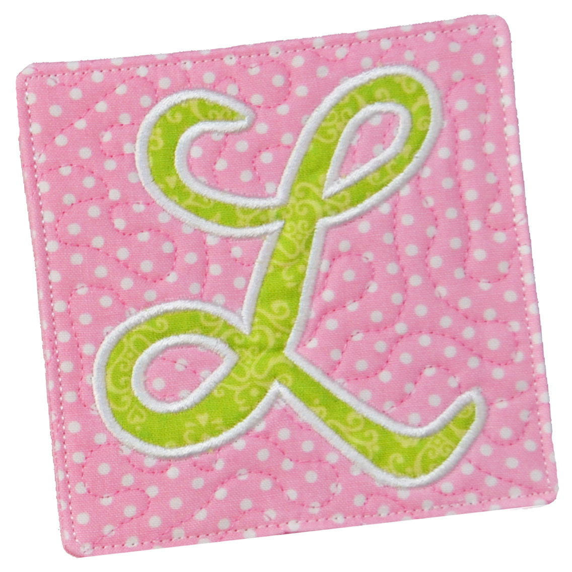 monogrammed applique coaster in the hoop embroidery design