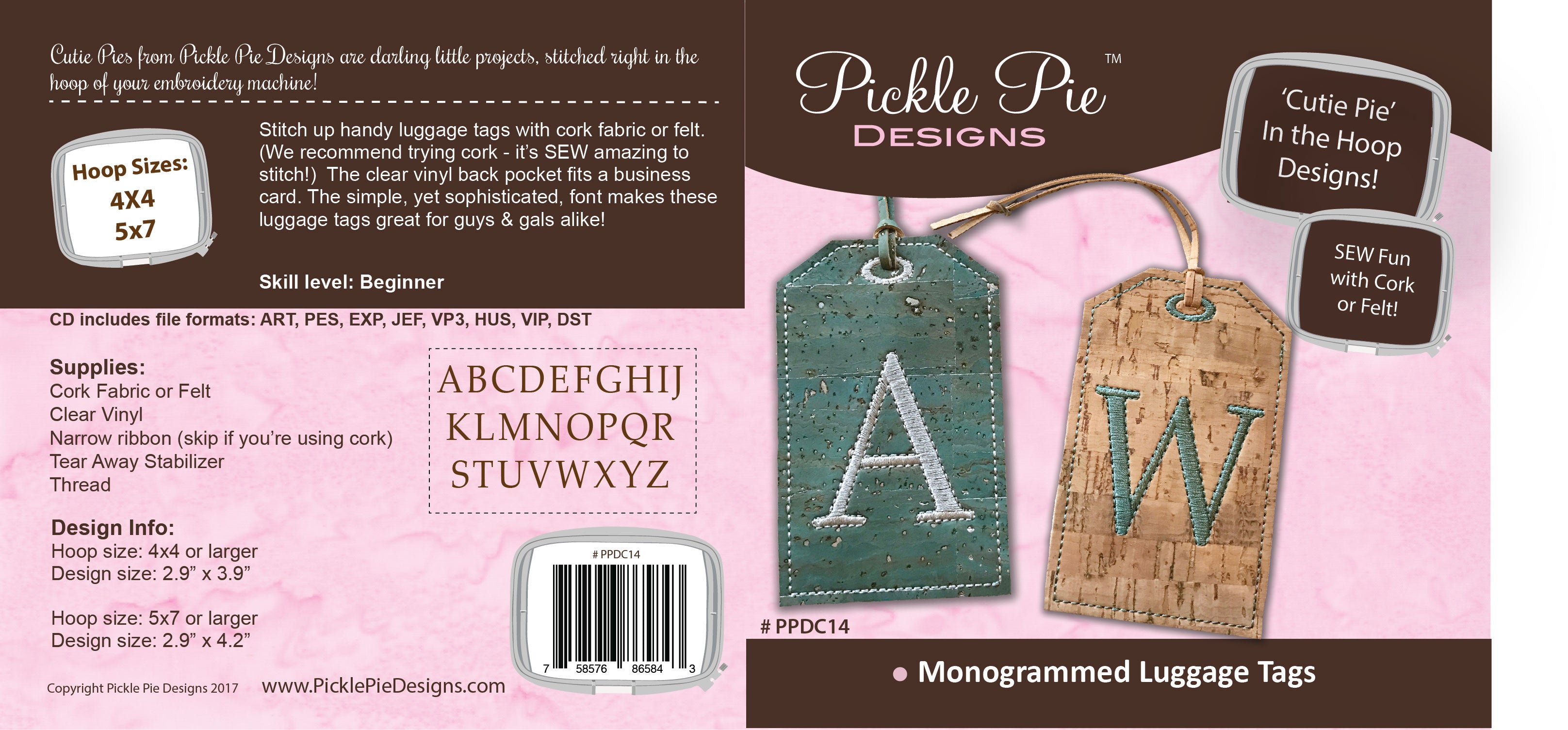 Monogrammed Sticky Note Holders Embroidery Design Collection on CD PicklePie Designs