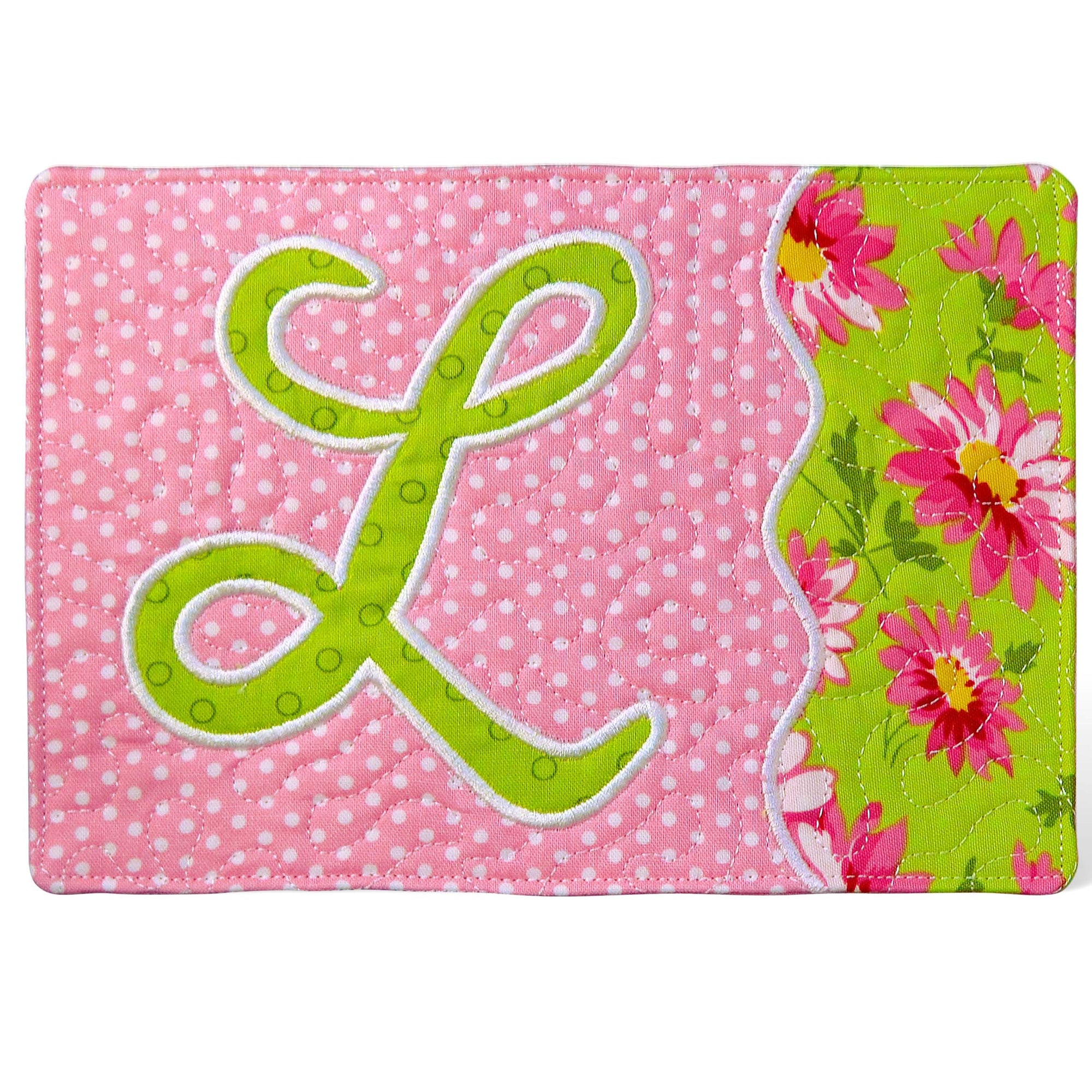 Monogrammed mug rugs sewing and embroidery pattern