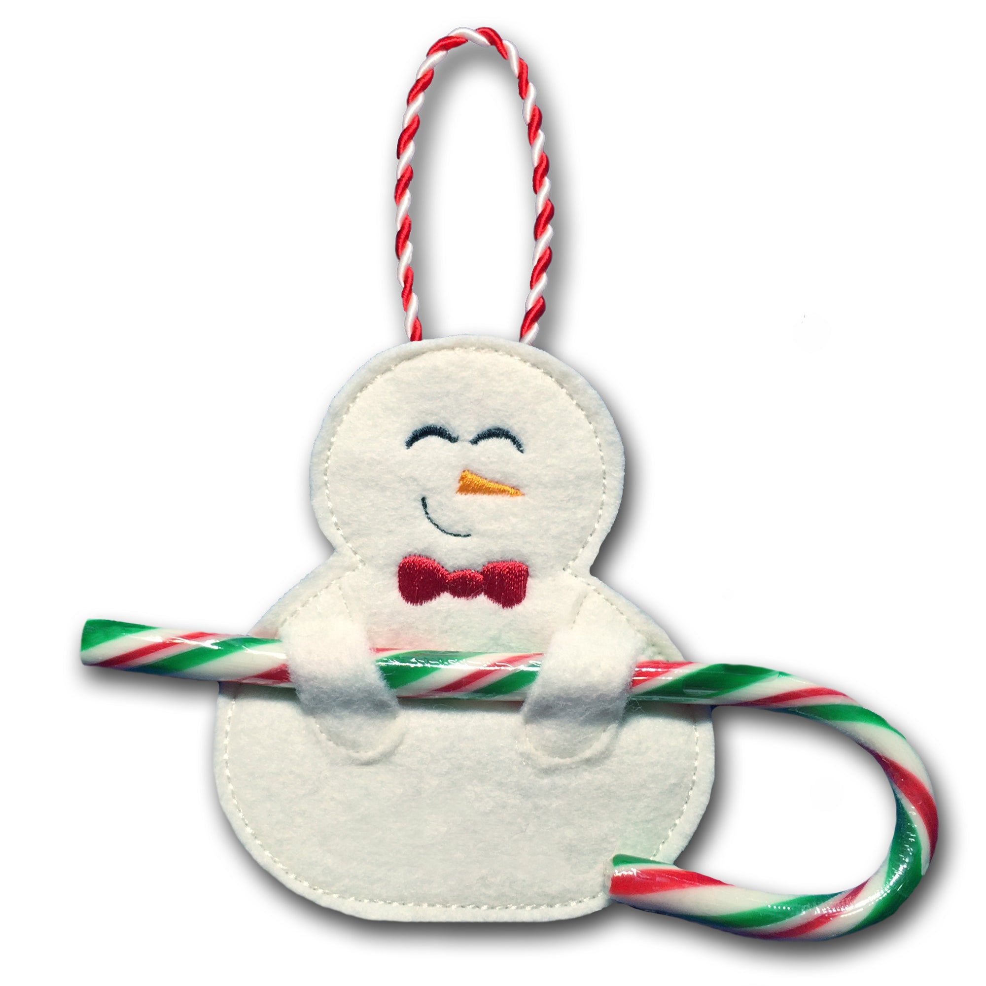 Snowman Candy Cane Holder In the Hoop Embroidery design