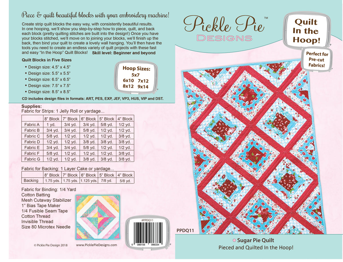 Sugar Pie Quilt In the Hoop Embroidery CD
