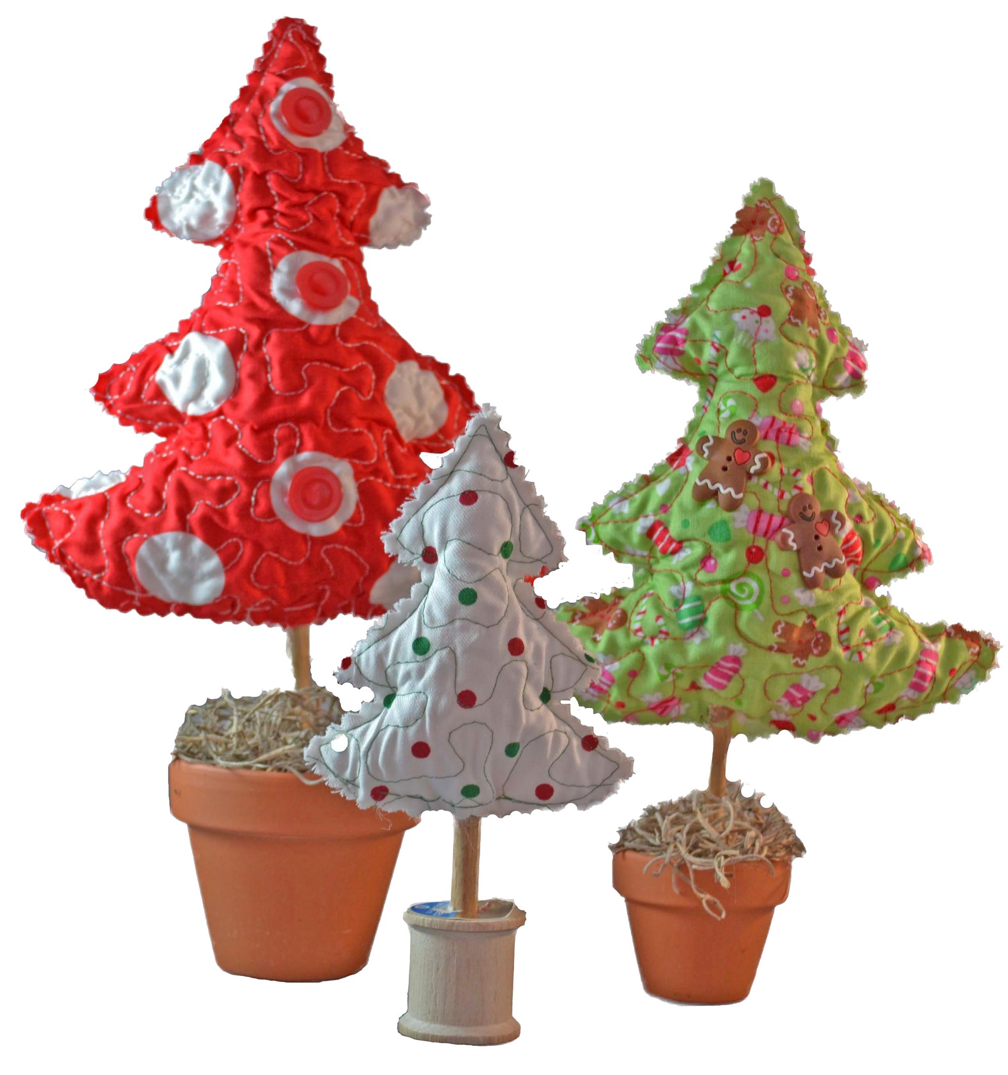 Shabby Stuffed Christmas Trees In the Hoop Embroidery Design