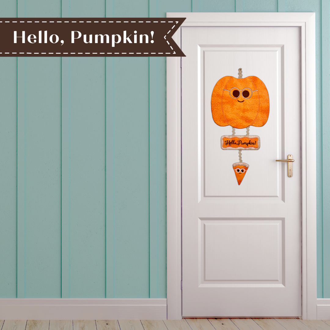Hello Pumpkin Whimsical Wall Hanging
