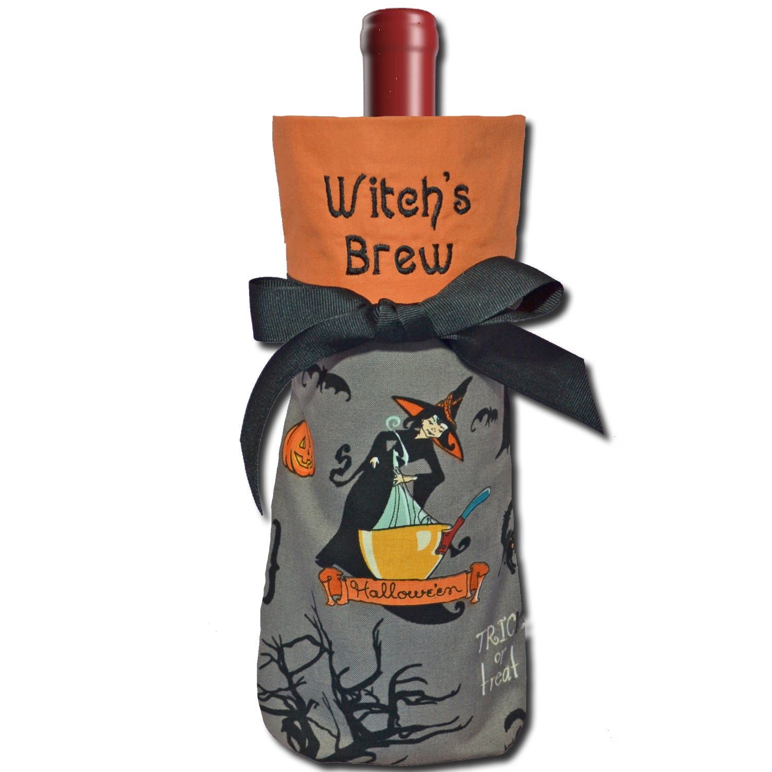 witchy wine bag in the hoop embroidery machine design